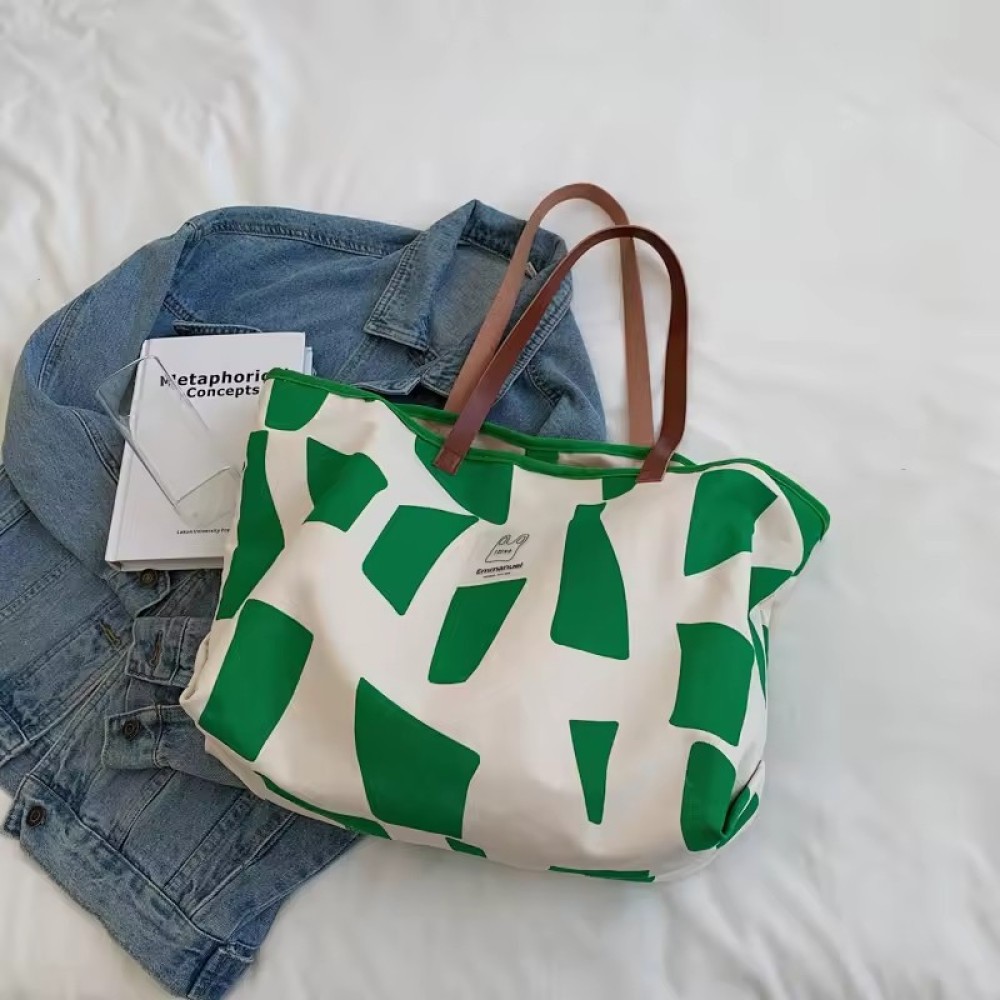 2026 Wholesale Hot Sale Beach Cotton Bag Canvas Tote Bags with Leather Straps Shoulder Bags Women Handbags Ladies