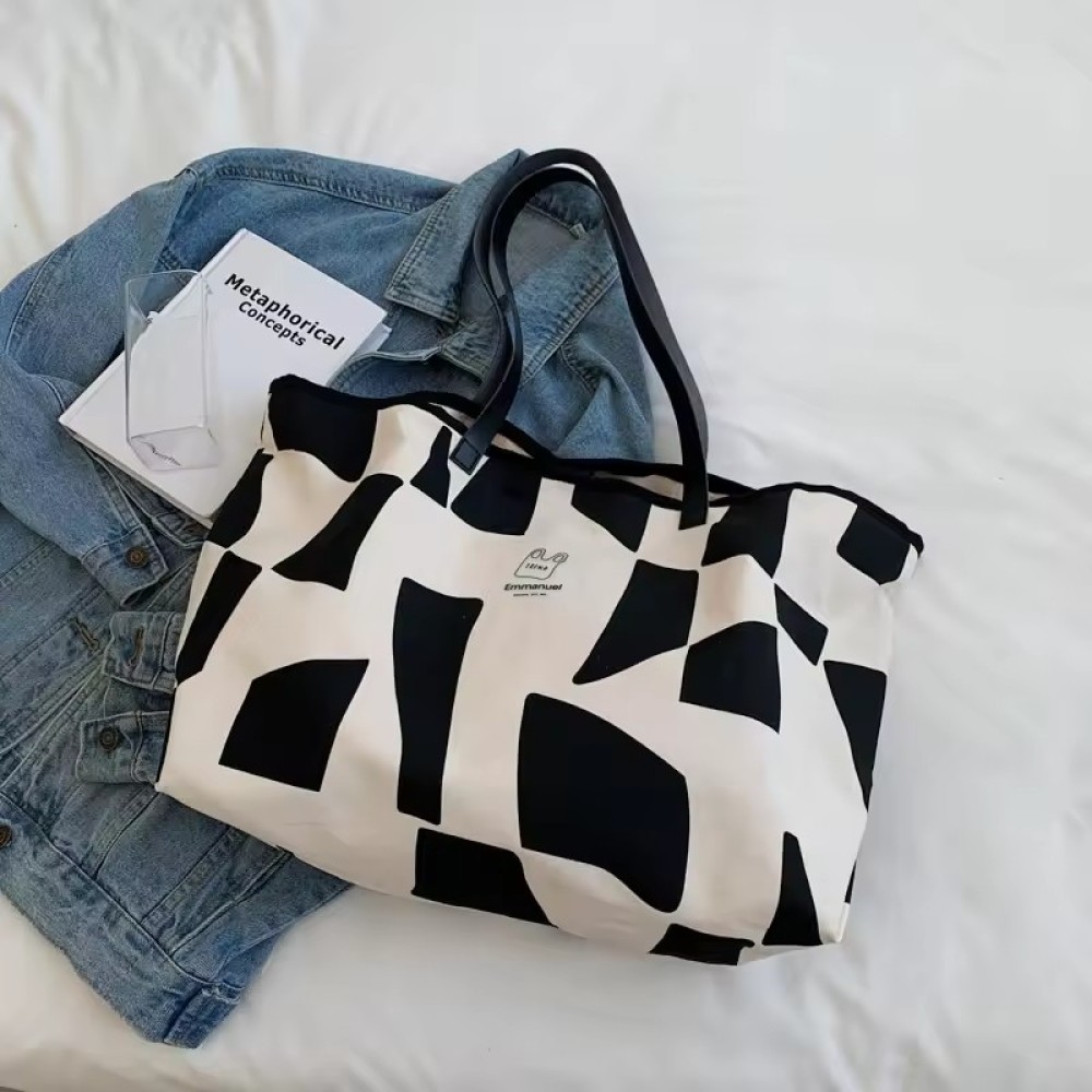 2026 Wholesale Hot Sale Beach Cotton Bag Canvas Tote Bags with Leather Straps Shoulder Bags Women Handbags Ladies