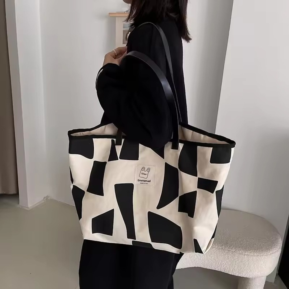 2026 Wholesale Hot Sale Beach Cotton Bag Canvas Tote Bags with Leather Straps Shoulder Bags Women Handbags Ladies