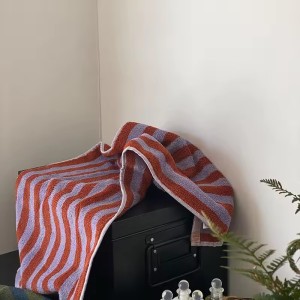 Vintage Ins Jacquard Checkered Long Pile Face Towel Wash Towel Household Bath Towel Absorbent Large Gift