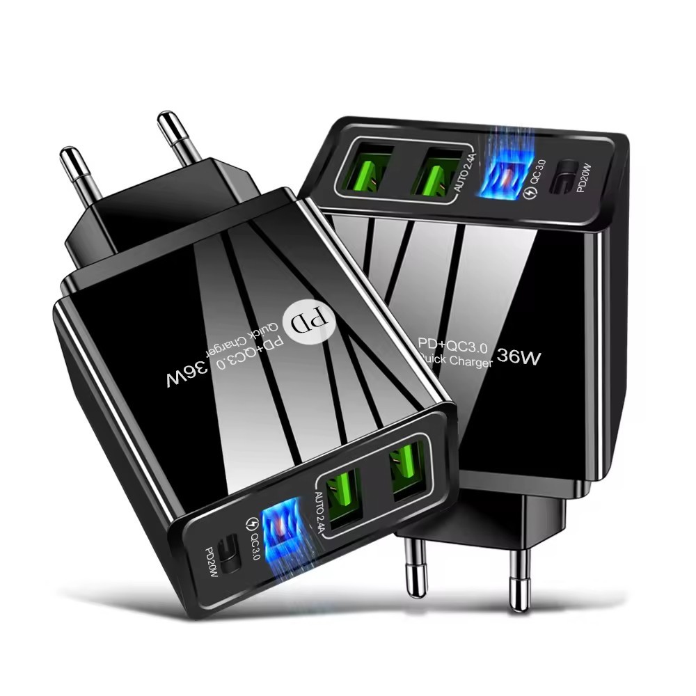 PD36W TYPE-C Wall Charger QC3.0 3USB Quick Charger PD 20W Fast Charge
