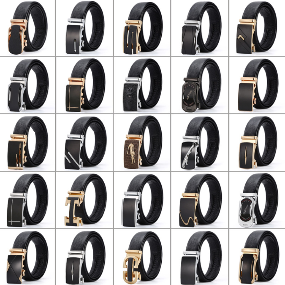 Alloy belt genuine leather automatic buckle pure cowhide business belt for men